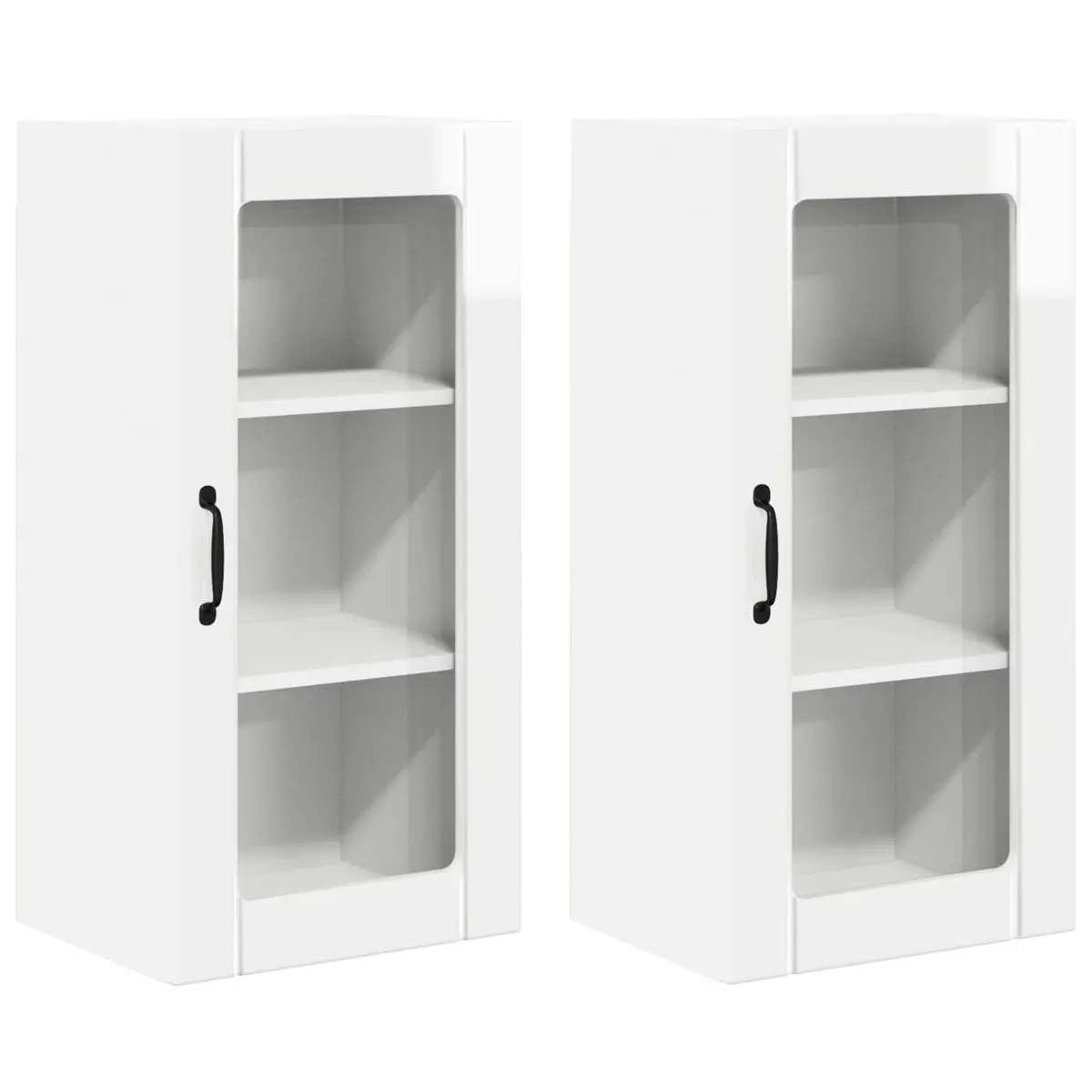 High Gloss White Wall-Mounted Kitchen Cabinet Set