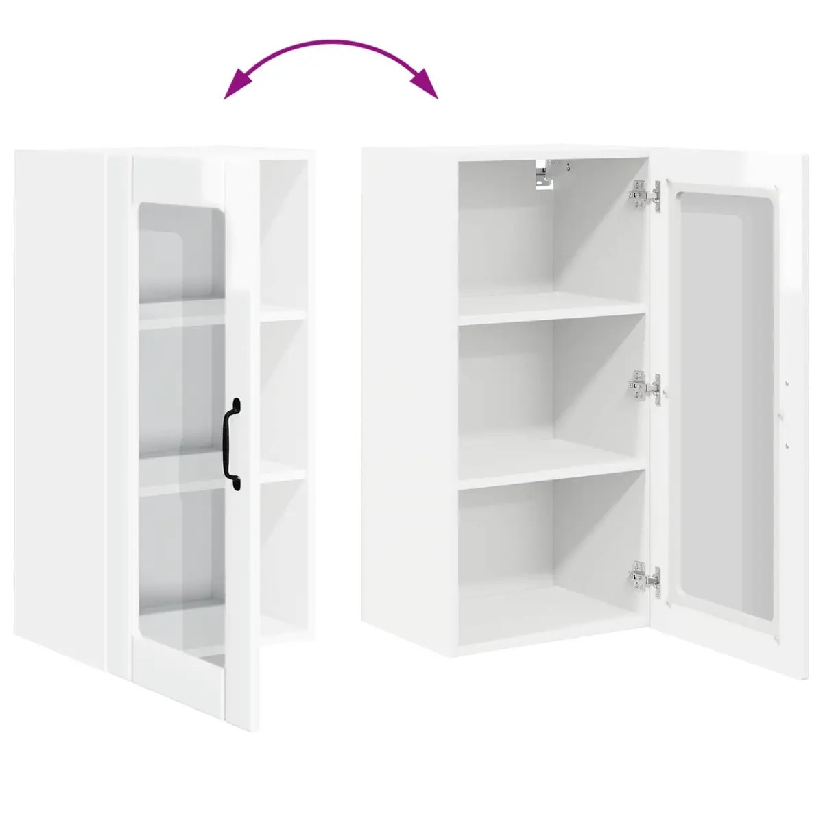 High Gloss White Wall-Mounted Kitchen Cabinet Set