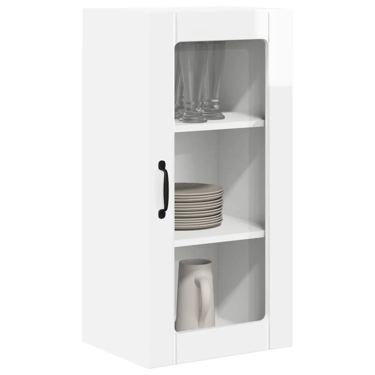 High Gloss White Wall-Mounted Kitchen Cabinet Set