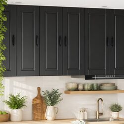 Black Engineered Wood Wall Cabinet for Kitchen Storage
