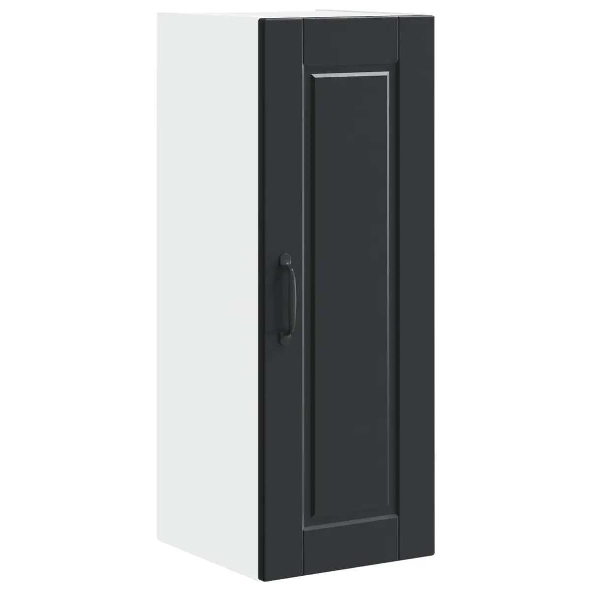 Black Engineered Wood Wall Cabinet Kitchen Storage Set