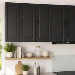 Black Wall Cabinet Kitchen Storage 40x31x80cm
