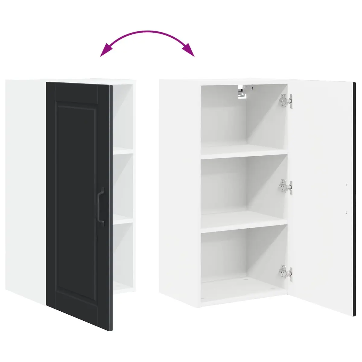 Black Wall Cabinet Kitchen Storage 40x31x80cm