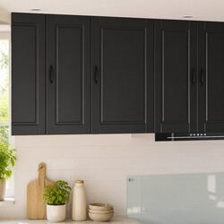 Black Engineered Wood Wall-Mounted Kitchen Cabinet