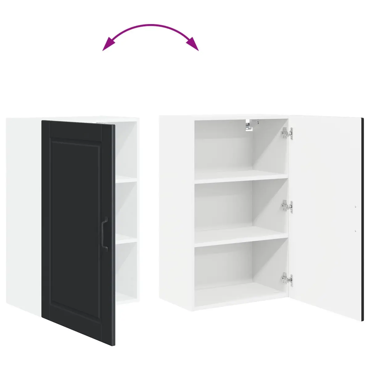Black Engineered Wood Wall-Mounted Kitchen Cabinet