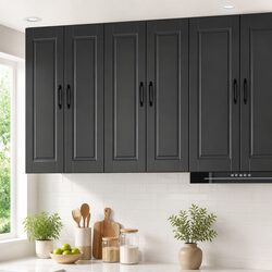 Black Engineered Wood Wall Cabinet for Kitchen Storage