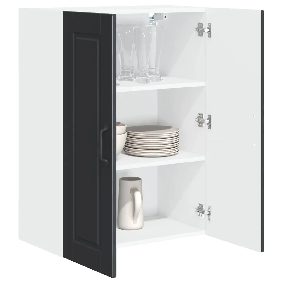 Black Engineered Wood Wall Cabinet for Kitchen Storage