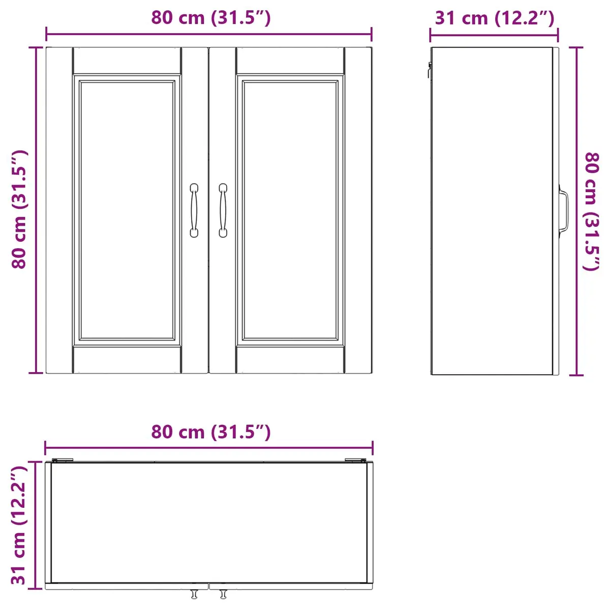 Wall Cabinet White 80 x 31 x 80 cm Engineered Wood