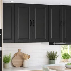 Porto Black Engineered Wood Wall Cabinet 80x31x80cm