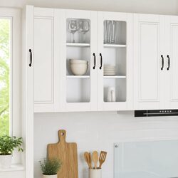 White Wall Glass Cabinet for Modern Kitchens