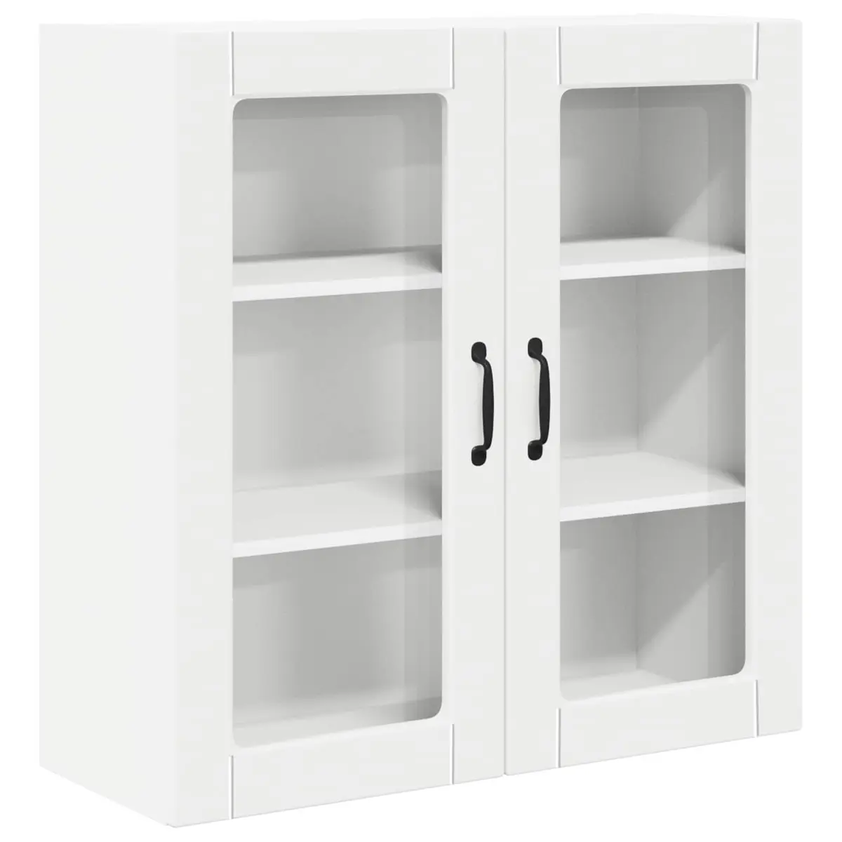 Wall Glass Cabinet White 80x31x80cm Kitchen Storage Engineered Wood Shelves