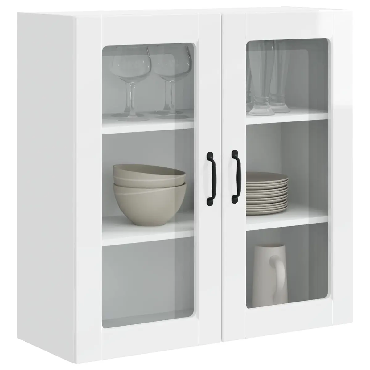 High Gloss White Wall Glass Cabinet for Kitchen Storage