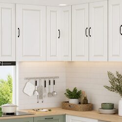 White Wall Corner Kitchen Cabinet with Storage 57x57x80cm