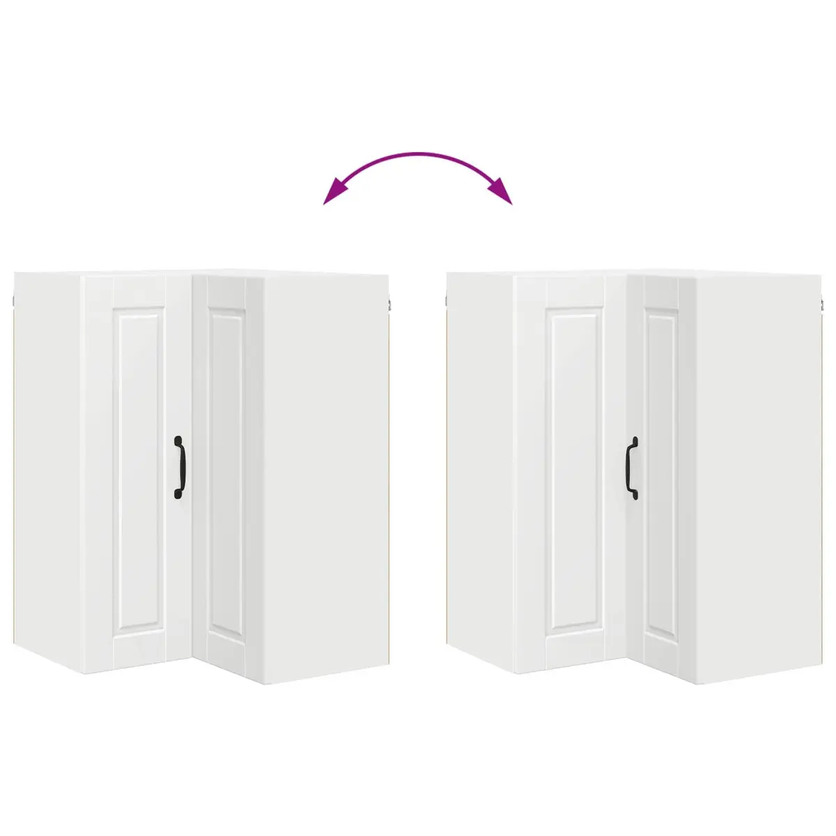 White Wall Corner Kitchen Cabinet with Storage 57x57x80cm