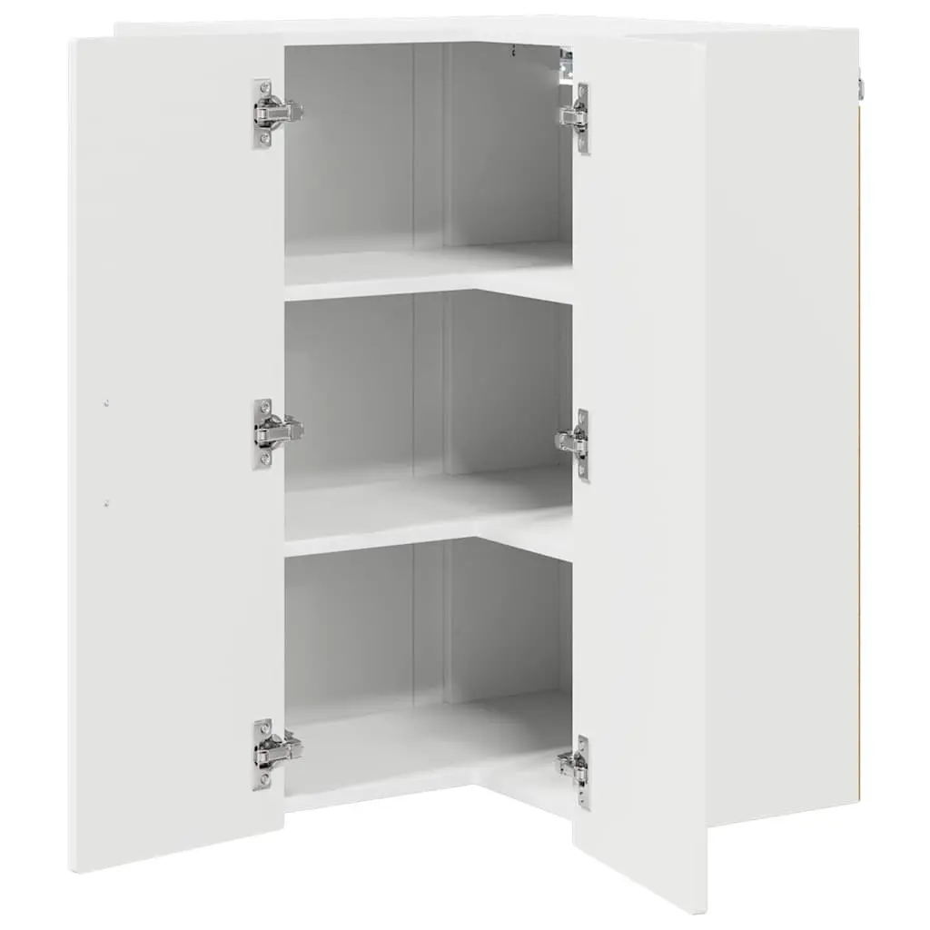White Wall Corner Kitchen Cabinet with Storage 57x57x80cm