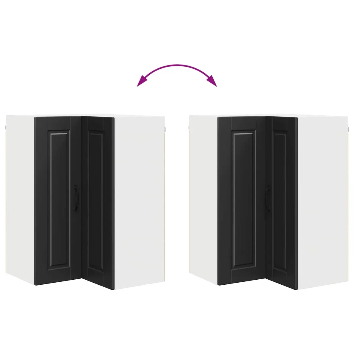 Wall Corner Kitchen Cabinet Black 57x57x80cm Storage Shelves Organiser Unit
