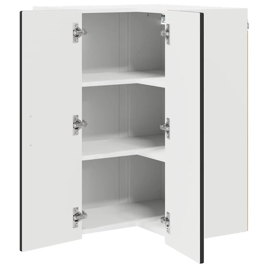 Wall Corner Kitchen Cabinet Black 57x57x80cm Storage Shelves Organiser Unit