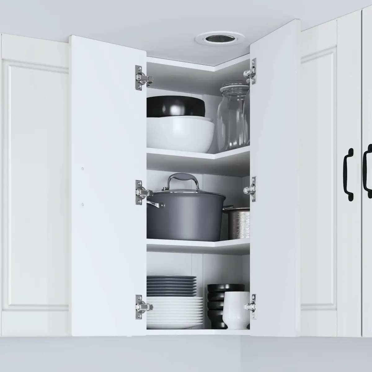 High Gloss White Wall Corner Cabinet for Kitchens