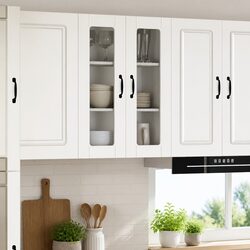 White Wall Mounted Glass Kitchen Cabinet for Storage
