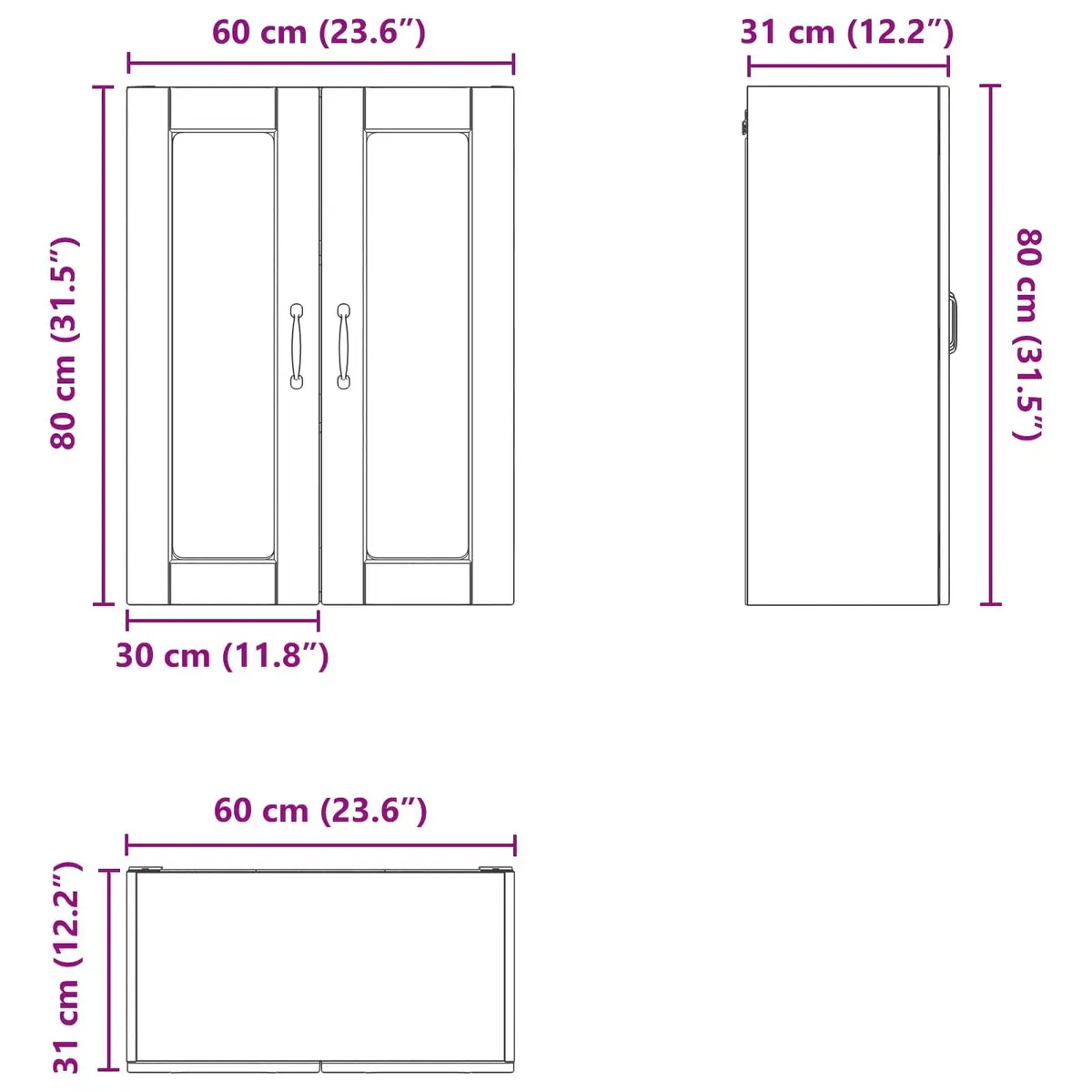 White Wall Mounted Glass Kitchen Cabinet for Storage