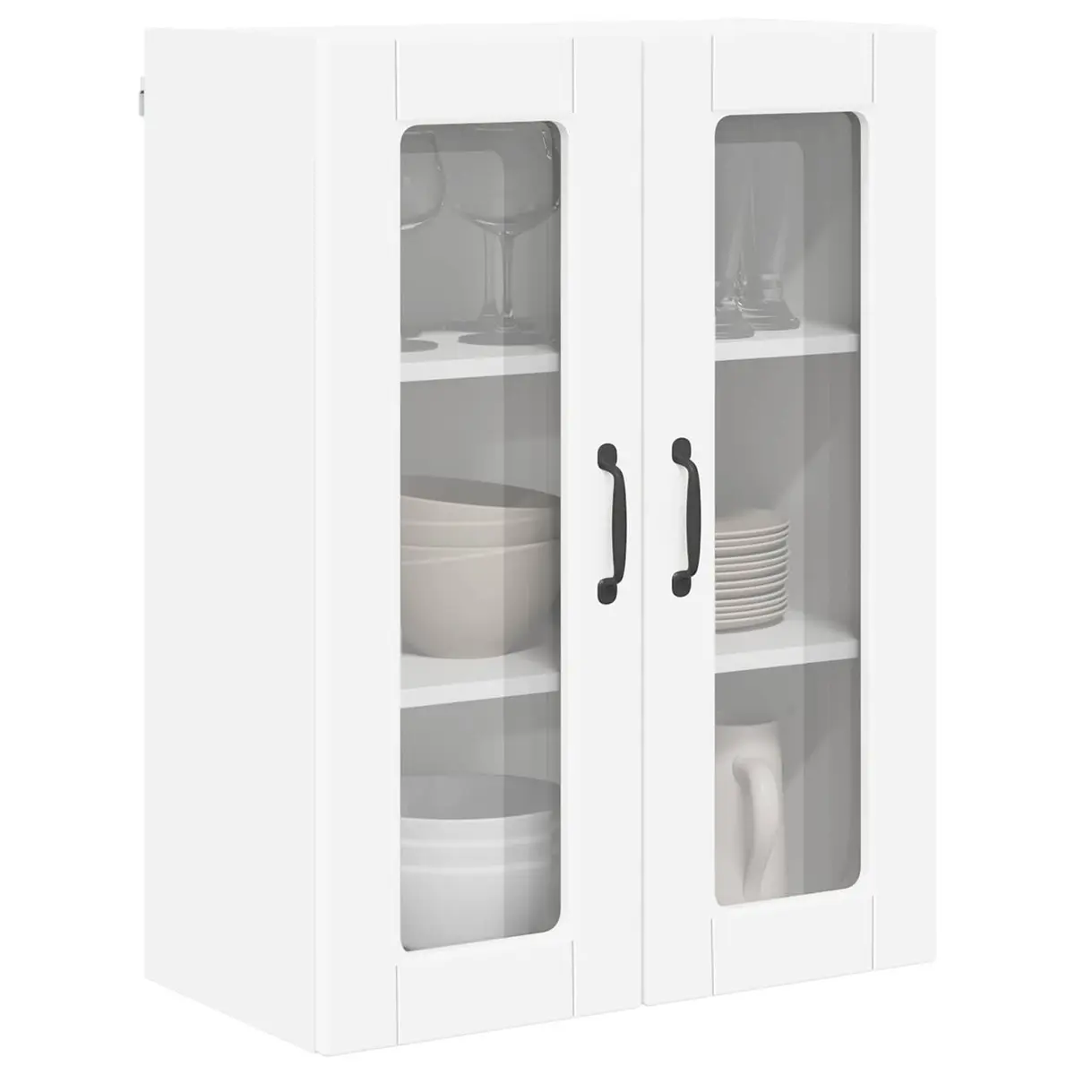 White Wall Mounted Glass Kitchen Cabinet for Storage