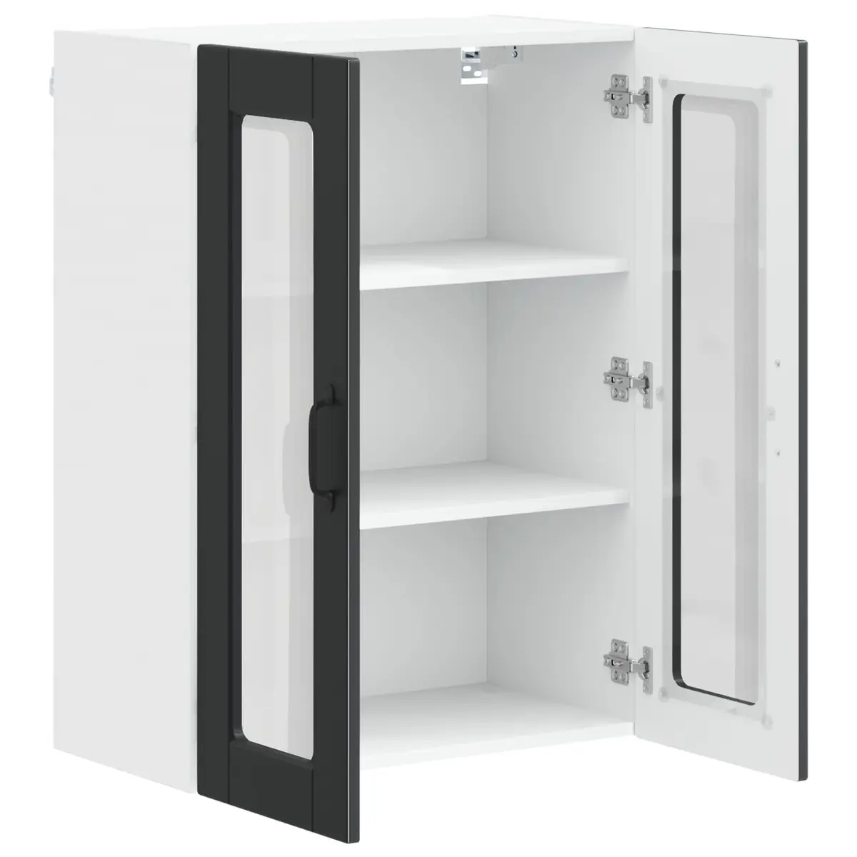 Black Wall Glass Cabinet for Kitchen Storage 60x31x80cm