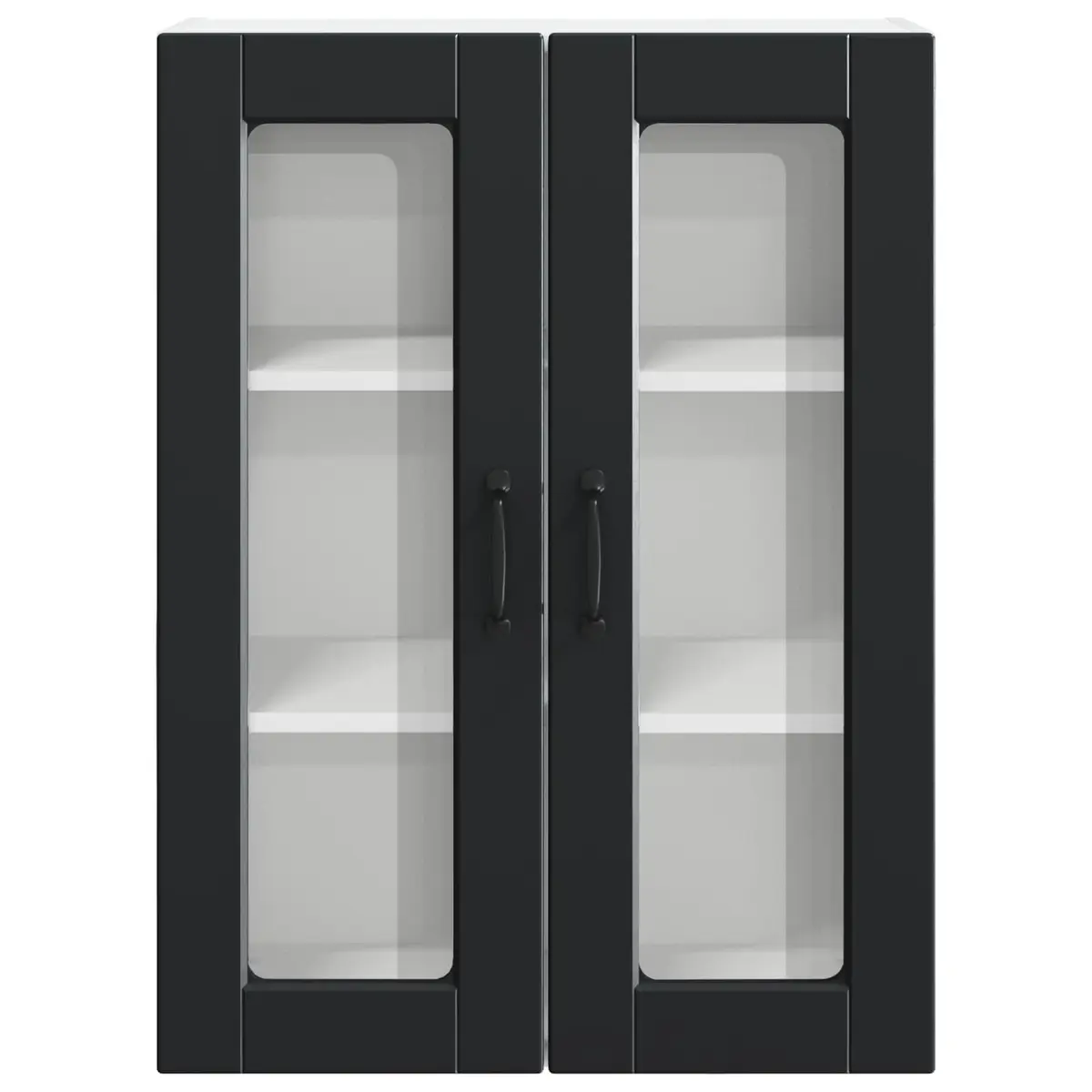 Black Wall Glass Cabinet for Kitchen Storage 60x31x80cm
