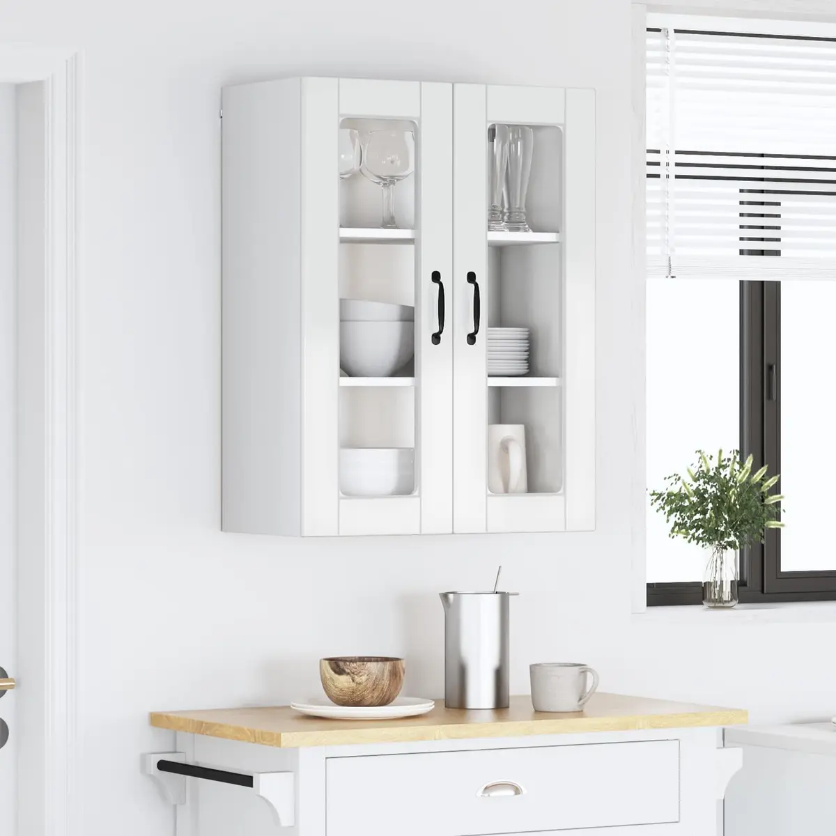 High Gloss White Wall-Mounted Kitchen Cabinet