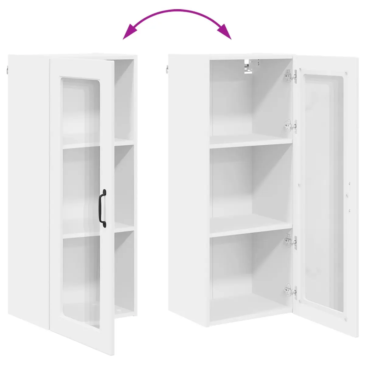 Wall-Mounted Kitchen Cabinet White 40x31x100cm Engineered Wood Storage Unit with Glass Elements