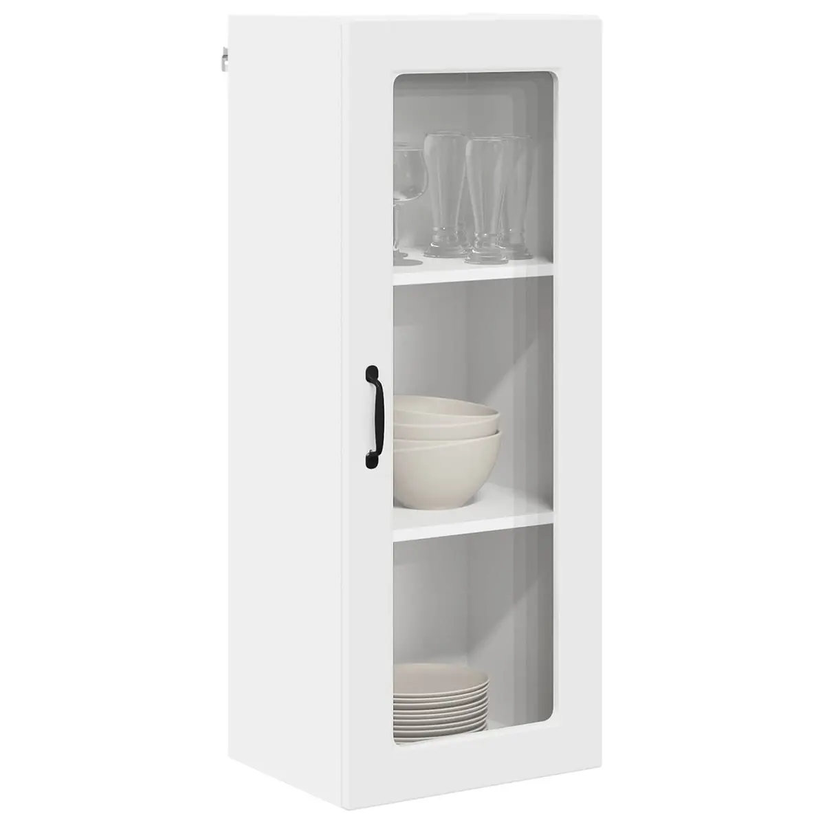 Wall-Mounted Kitchen Cabinet White 40x31x100cm Engineered Wood Storage Unit with Glass Elements