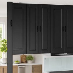 Black Engineered Wood Wall Cabinet for Kitchen Storage