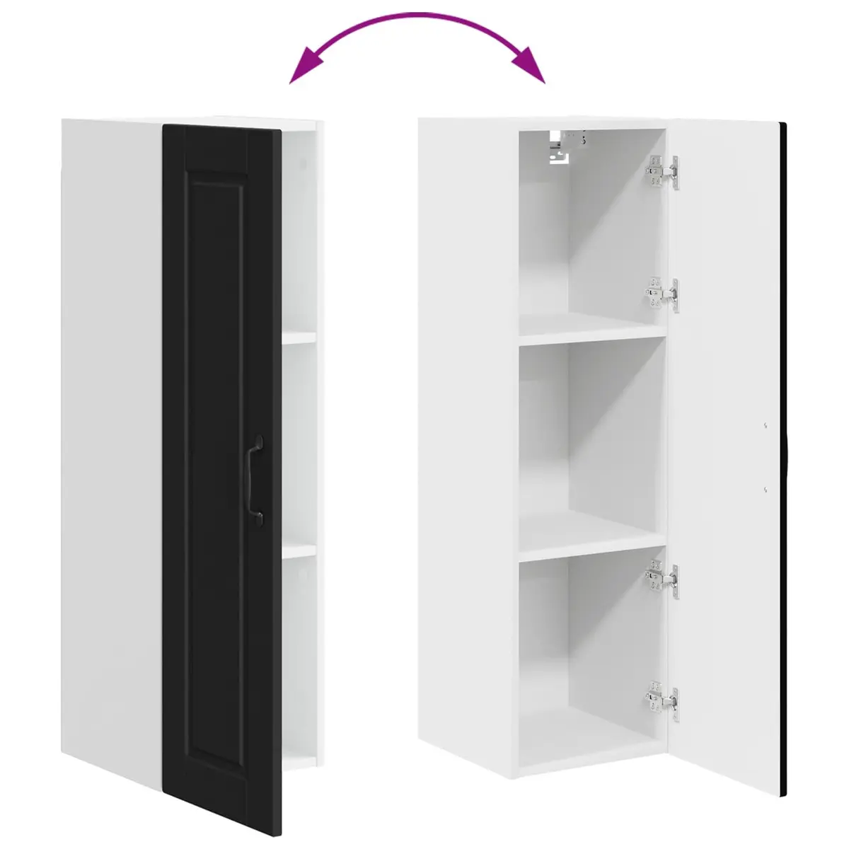 Black Engineered Wood Wall Cabinet for Kitchen Storage