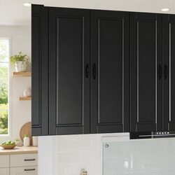 Black Engineered Wood Wall Cabinet for Kitchen Storage