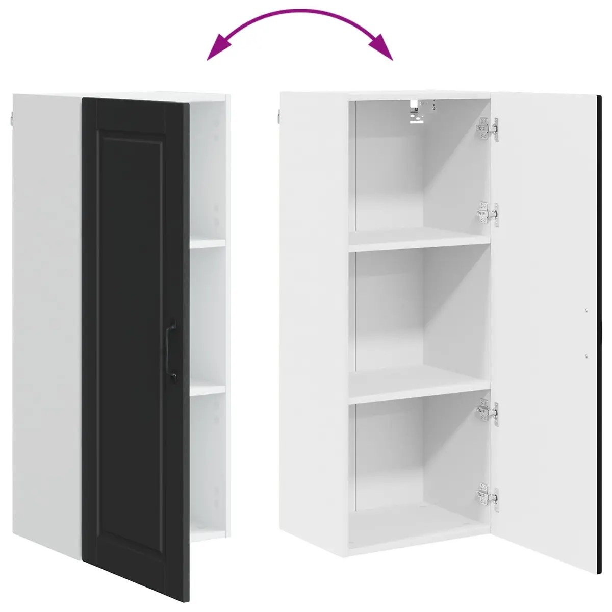 Black Engineered Wood Wall Cabinet for Kitchen Storage