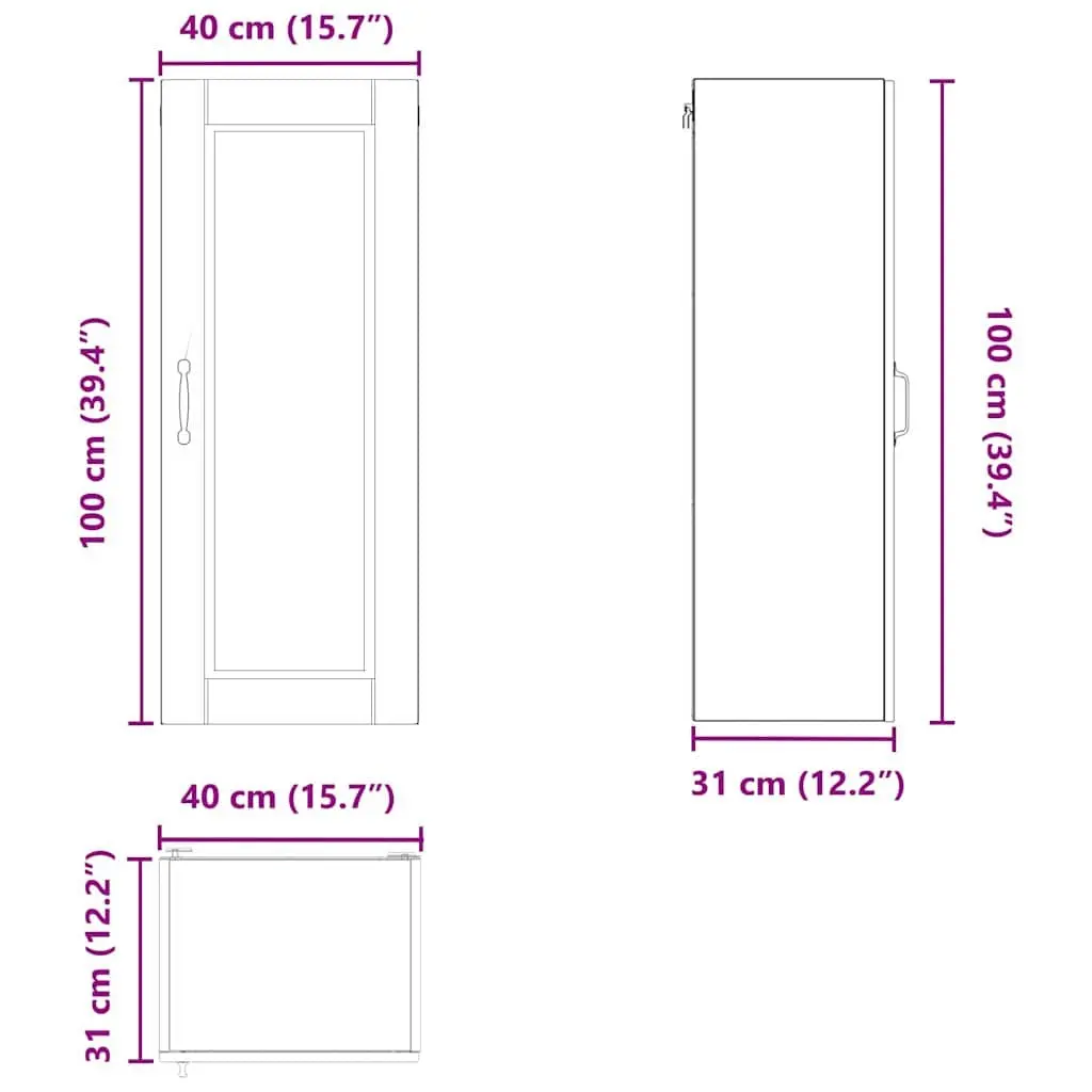 Wall Cabinet High Gloss White Modern 40 x 31 x 100 cm Engineered Wood