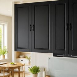 Modern Black Engineered Wood Wall Cabinet for Kitchen