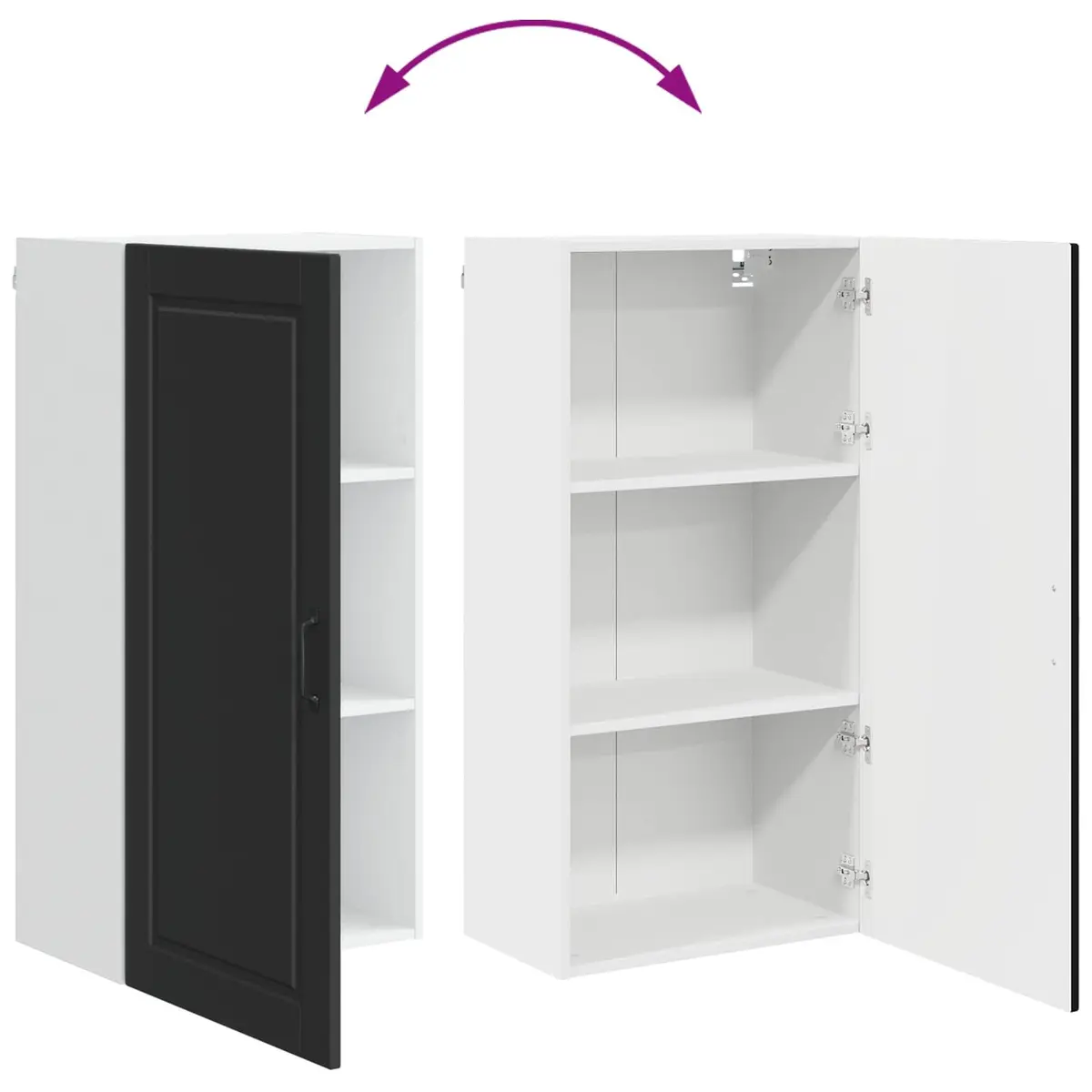 Black Engineered Wood Wall Cabinet for Kitchen