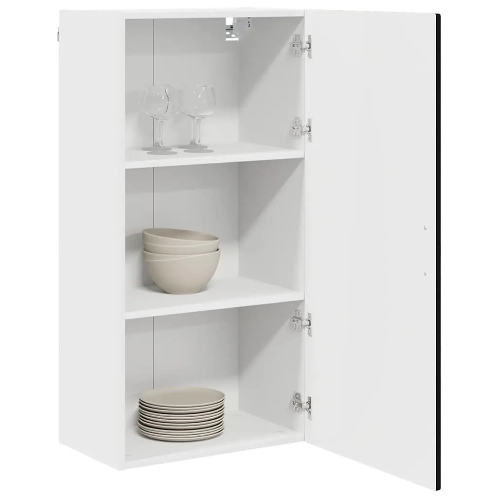 Black Engineered Wood Wall Cabinet for Kitchen