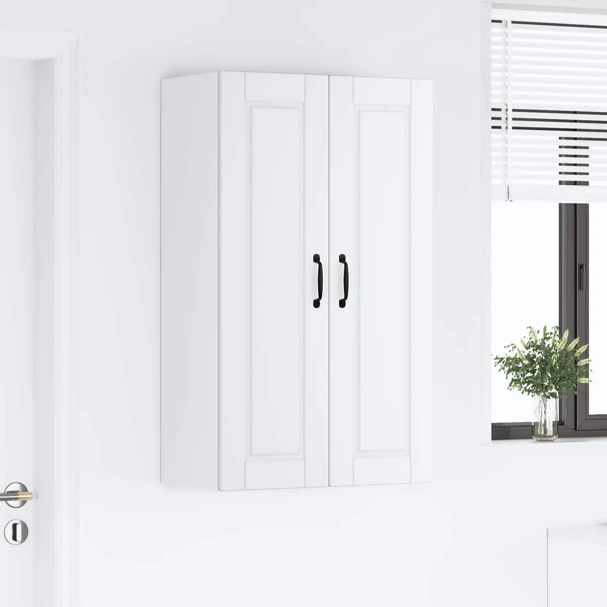 White Engineered Wood Wall Cabinet for Kitchen Storage