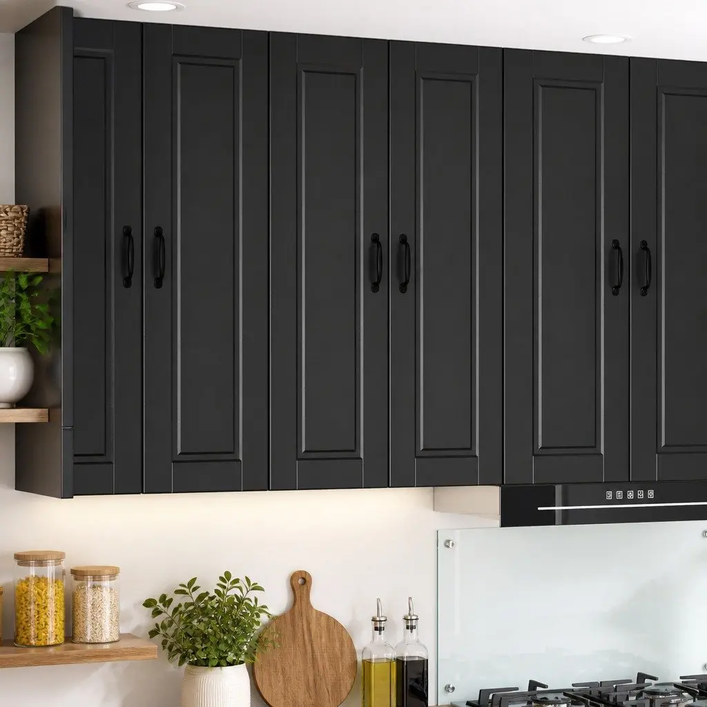 Black Wall-Mounted Kitchen Storage Cabinet 60x31x100cm