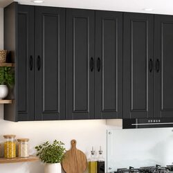 Black Wall-Mounted Kitchen Storage Cabinet 60x31x100cm