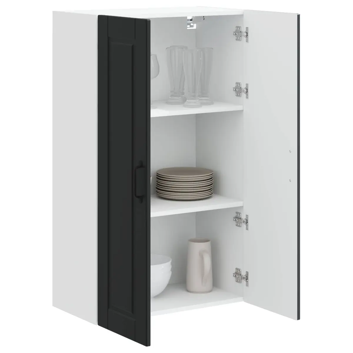 Black Wall-Mounted Kitchen Storage Cabinet 60x31x100cm