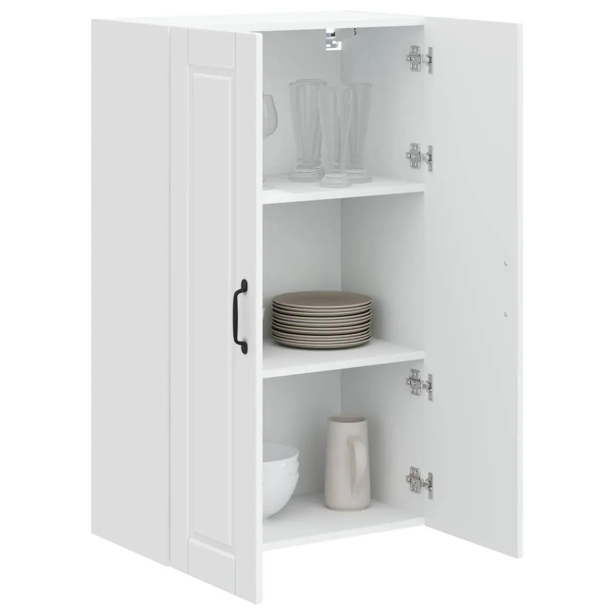 Kitchen Wall Cabinet High Gloss White 60 x 31 x 100 cm Storage Cupboard Shelves