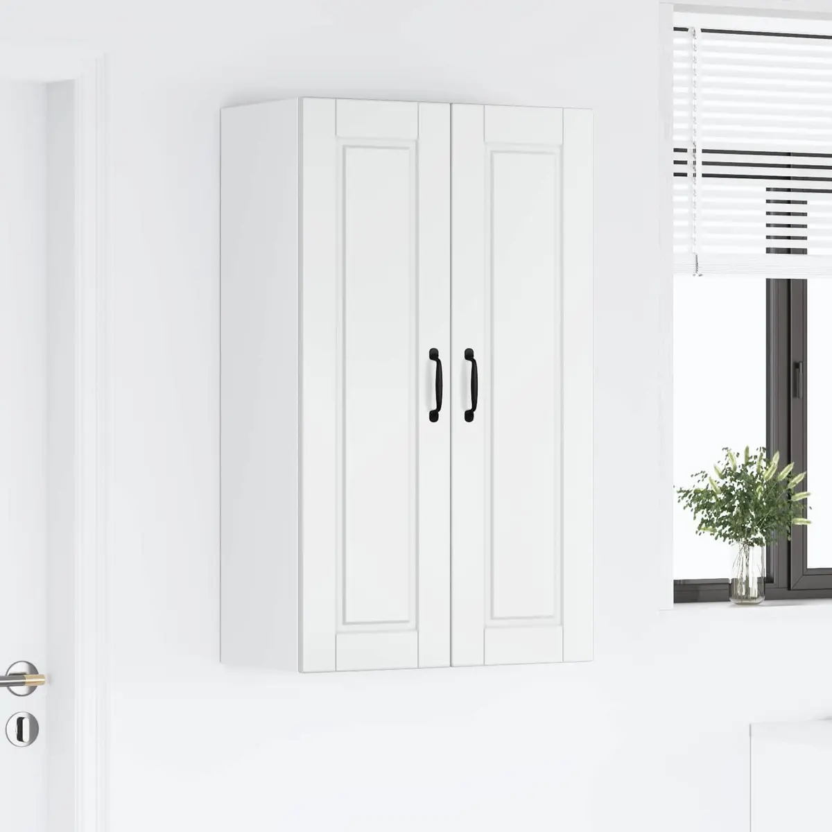 Kitchen Wall Cabinet High Gloss White 60 x 31 x 100 cm Storage Cupboard Shelves