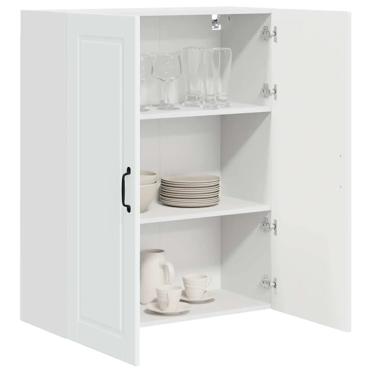 Wall Cabinet PORTO White Kitchen Storage 80x31x100cm Engineered Wood Shelves