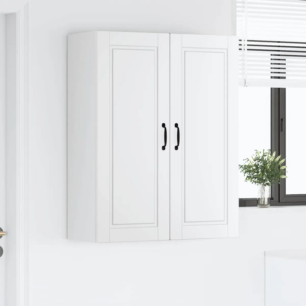 Wall Cabinet PORTO White Kitchen Storage 80x31x100cm Engineered Wood Shelves