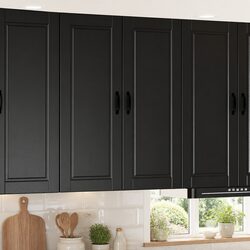 Black Engineered Wood Wall Cabinet for Kitchen Storage