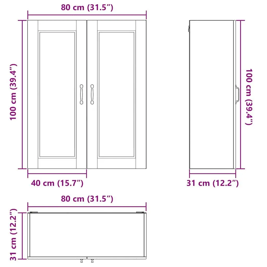 Black Engineered Wood Wall Cabinet for Kitchen Storage