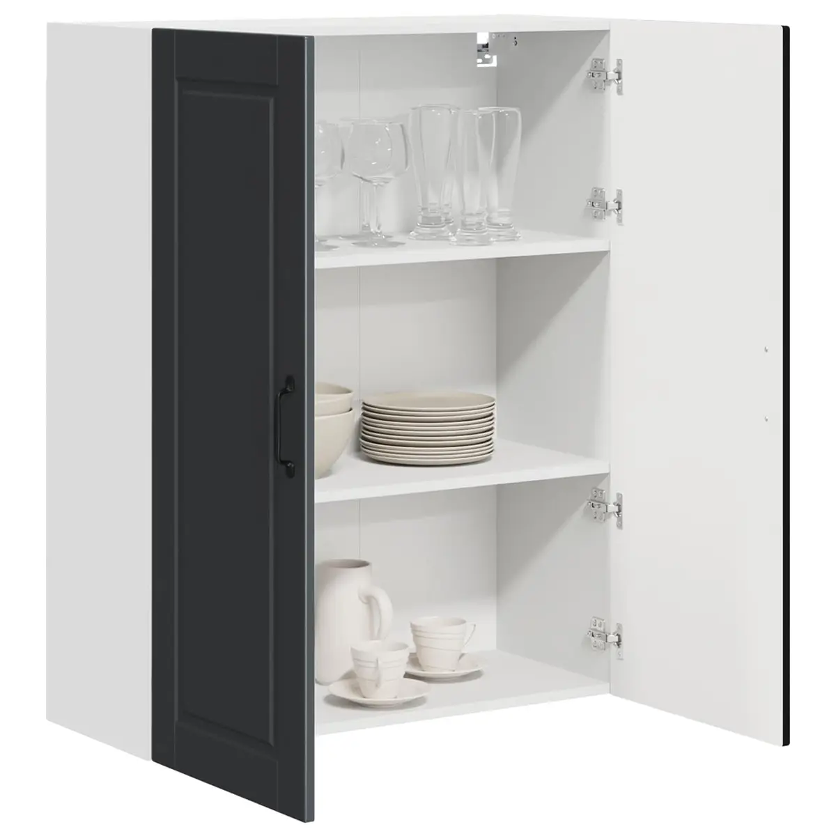 Black Engineered Wood Wall Cabinet for Kitchen Storage