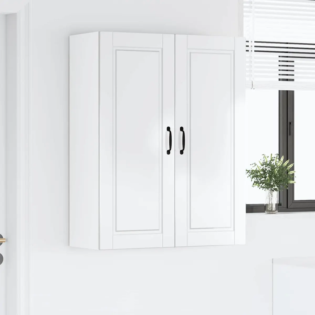 Wall Cabinet High Gloss White 80 x 31 x 100 cm Engineered Wood Wall-Mounted